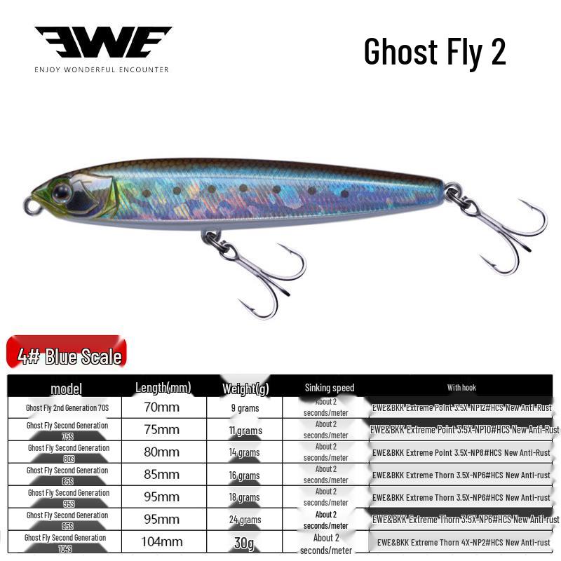 EWE Summer Ghost Feeder 2nd Gen Sinking Pencil Lure for Zander, Sea Bass, Barracuda