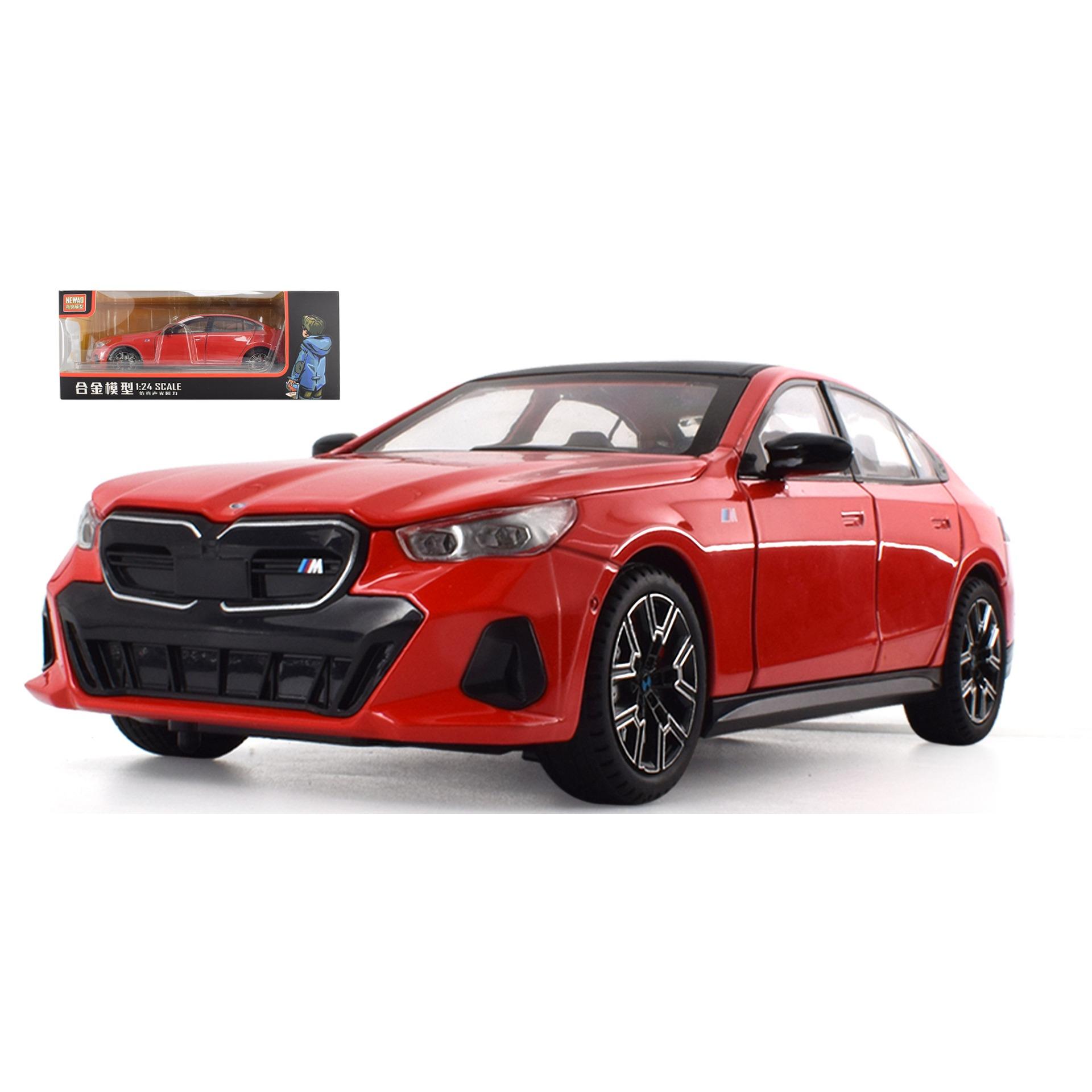 

1/24 BMW I5 M60 литая модель из сплава роскошная игрушечная машинка со звуком и светом детская рождественская игрушка в подарок 1/24-Size:21.5*9.5*7cm красный