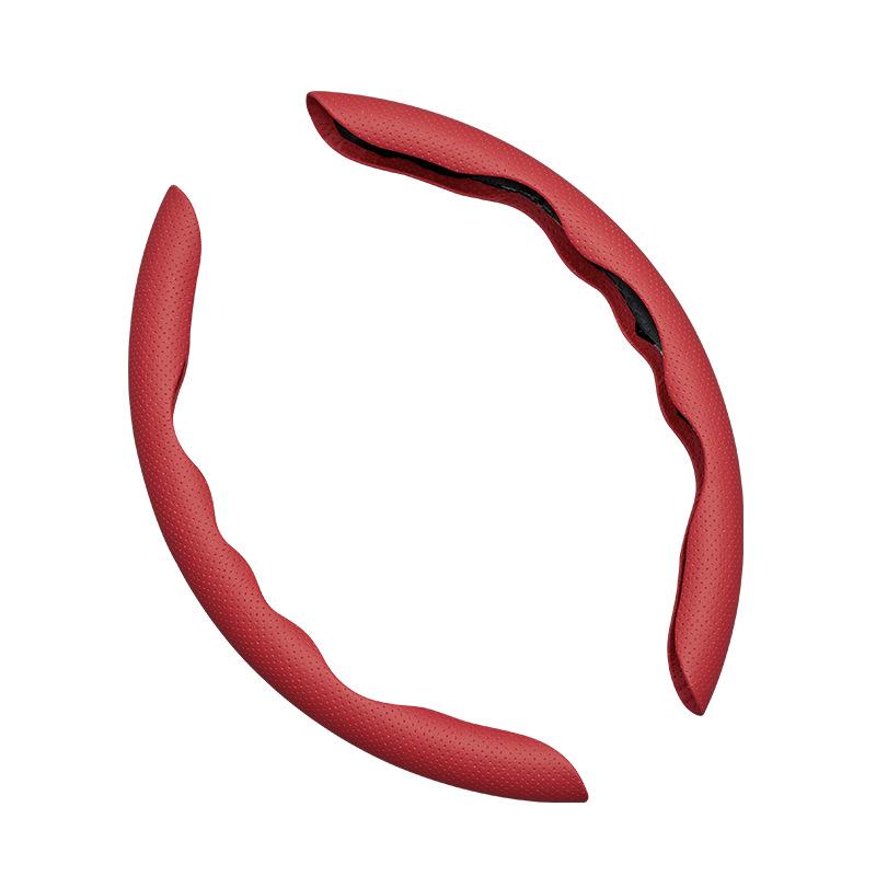 D-type Nappa Leather Anti-slip Perforated Steering Wheel Cover - Universal Fit, Four Seasons Use