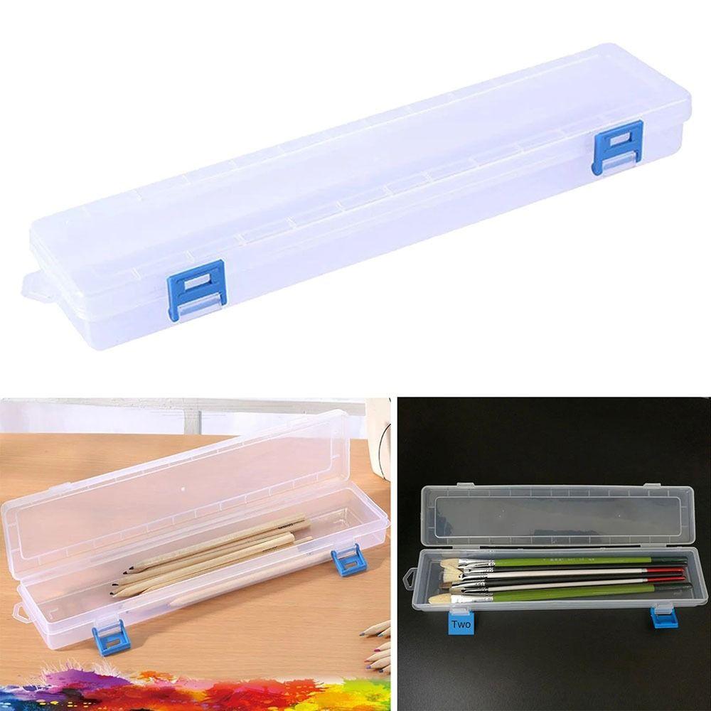 1Pcs Transparent Clear Pencil Storage Box  For Brushes Painting Pencils Watercolour Pens