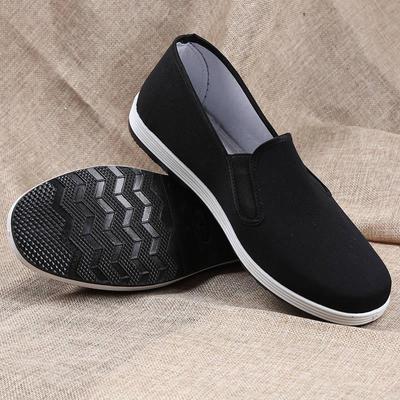 Men's Old Beijing Black Cloth Shoes - Breathable, Non-slip, Wear-resistant, Casual Spring & Autumn Footwear for Middle-aged & Elderly.
