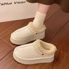 Plush Thick-Soled One-Pedal Half-Slippers For Women'S Winter New Plush Thickened Casual Snow Boots Cotton Slippers For Women