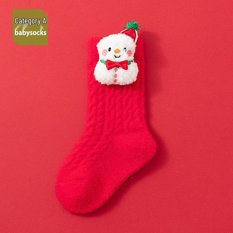 Cozy Christmas Fleece Socks for Newborns and Toddlers, Warm and Festive Red for Boys and Girls.