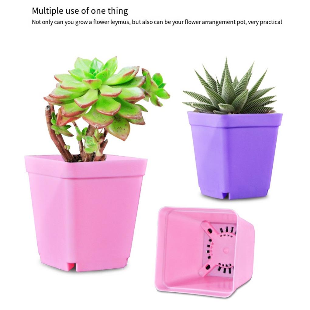 Square Plant Pot Plastic Flower Drainage Hole Gardening Flowerpot Horticulture Planter with Tray Garden Balcony Decor
