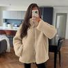 Women's Fleece Jacket Oversized Zip Up Stand Collar Fuzzy Sherpa Coat with Pockets Casual Winter Fall Outerwear