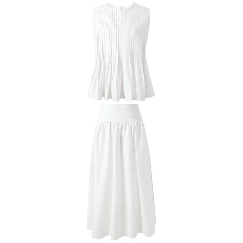 Sancai 2025 Spring Pleated Babydoll Blouse & Skirt Set