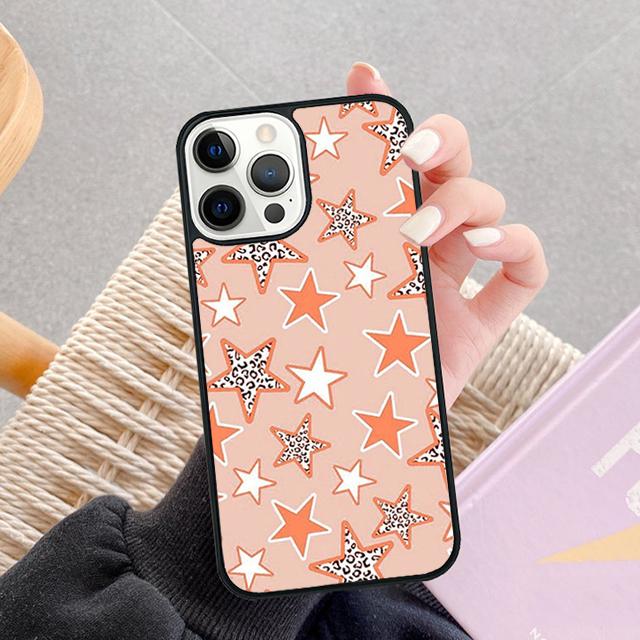Preppy Stars Lightning Pink Celular Mobile Phone Case For iPhone 17 Air 16e 15 14 12 13 11 Pro MAX Plus Coque Fundas