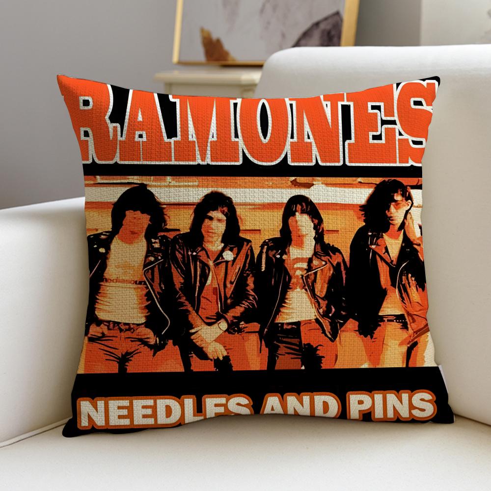 Punk RRamonesS Cushion Cover Breathable and skinfriendly linen pillowcase square removable and washable cushion