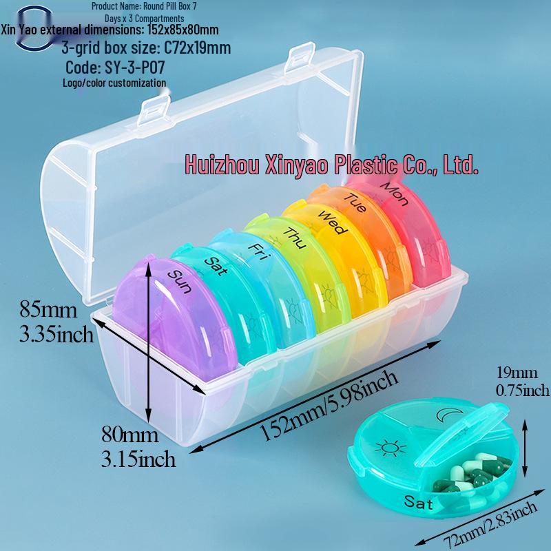 Seven-Day Pill Organizer: Morning, Noon, Night Portable Capsule Case with Large Capacity
