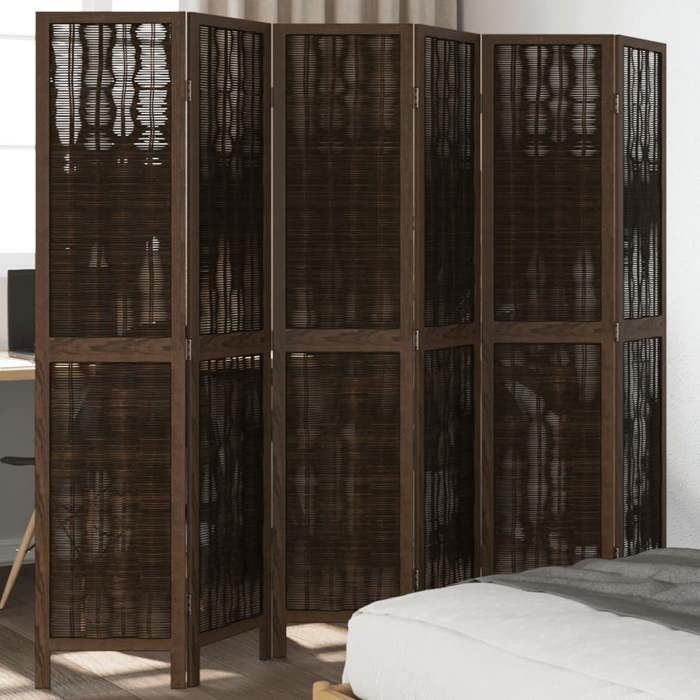 VidaXL Cloison de Séparation 6 Panneaux, Séparateur de Pièce, Écran d'Intimité, Paravent Chambre Salon, Marron Foncé 358666