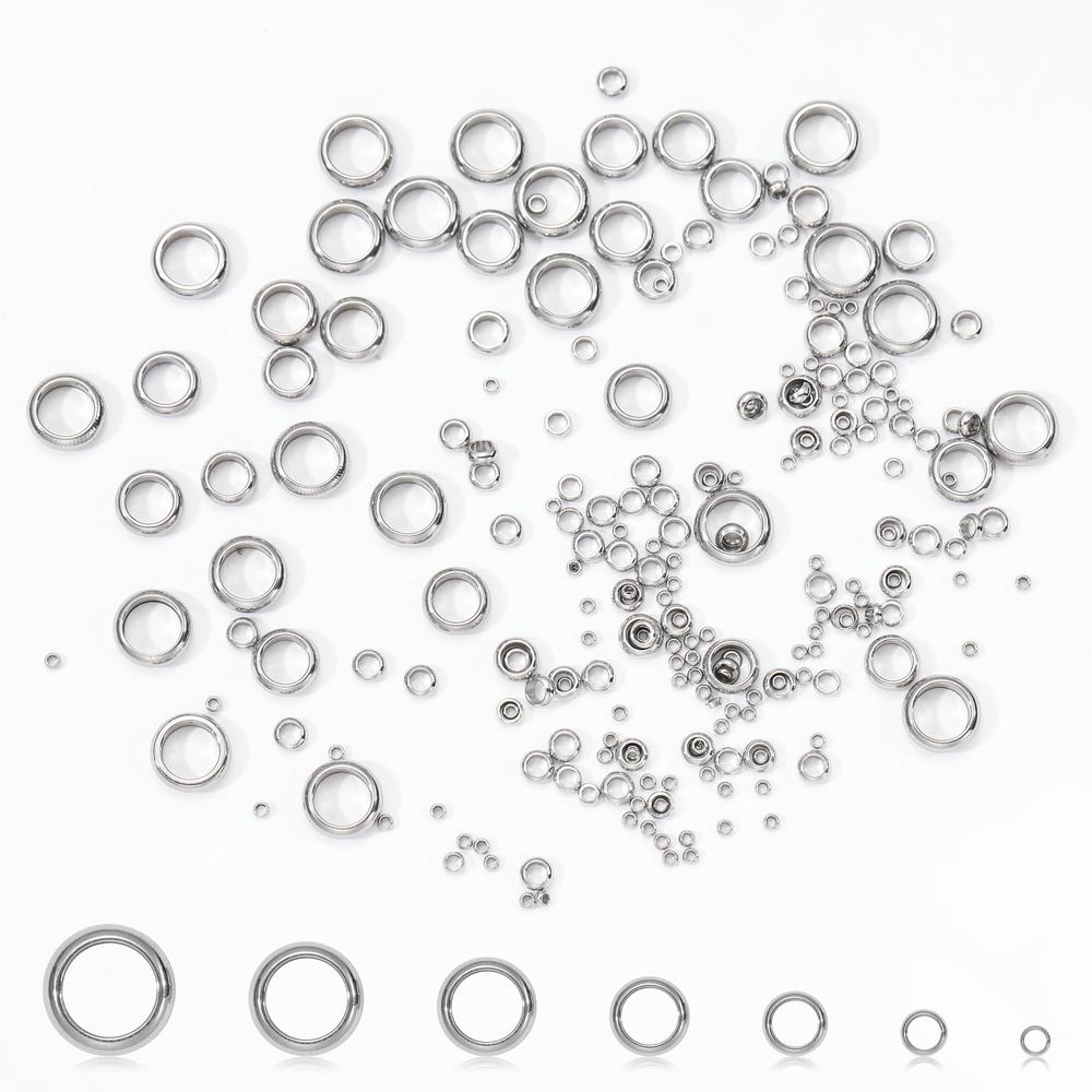 100pcs/bag Big Hole Charm Beads Flat Round Loose Beads Stainless Steel Spacer Beads for DIY Jewelry Bracelets Making Findings
