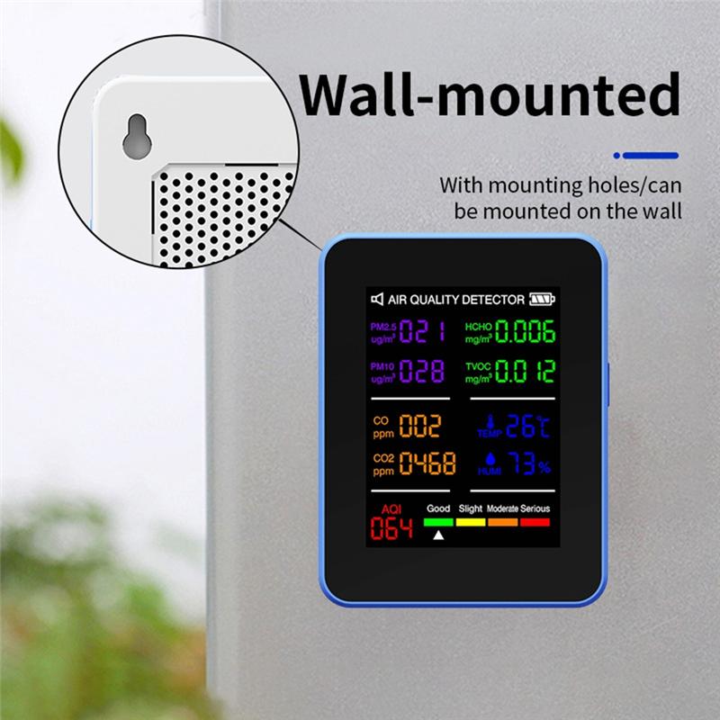 A95I-Multifunctional Air Quality Meter Indoor HCHO TVOC Carbon Monoxide CO2 PM2.5 PM10 Temperature And Humidity Detector