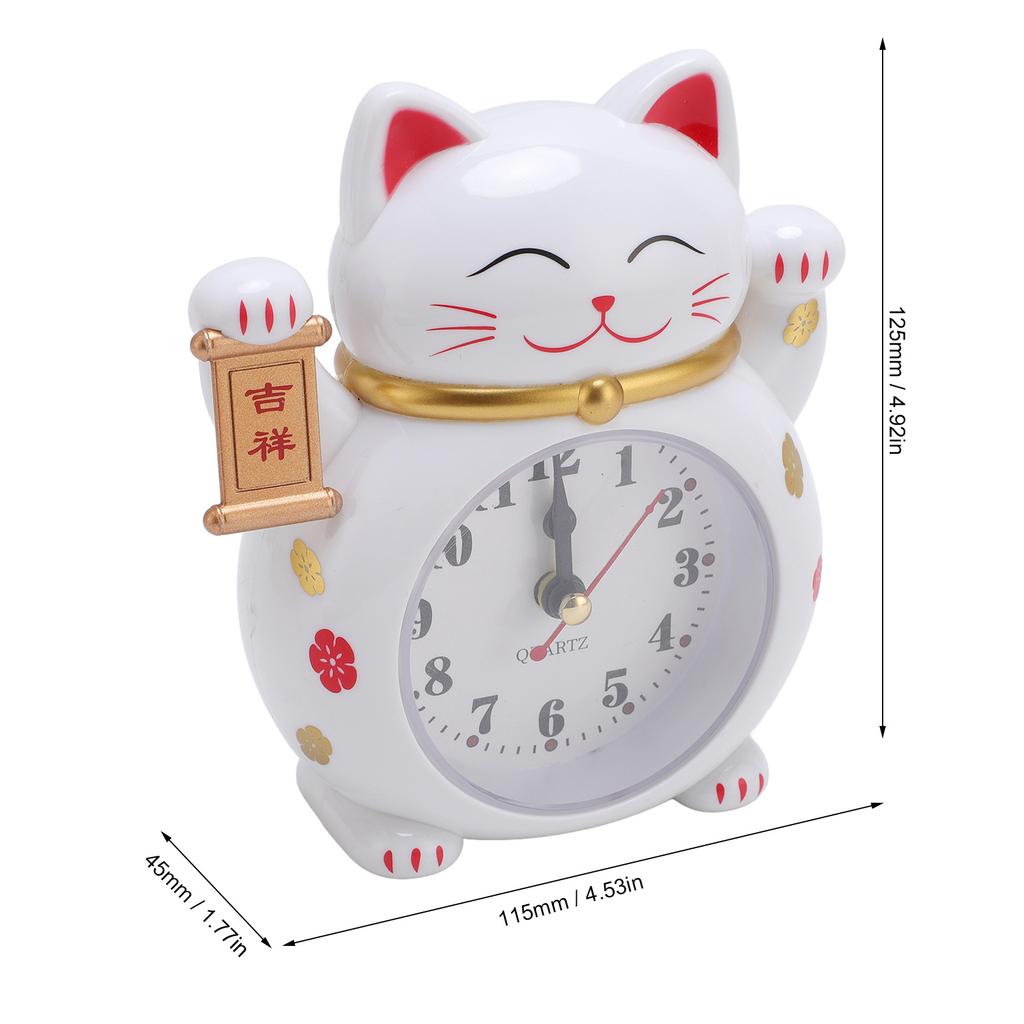 Lucky Cat Alarm Clock Plastic Cute Cartoon Good Lucky Cat Alarm Clock for Home Living Room Bedroom Kitchen
