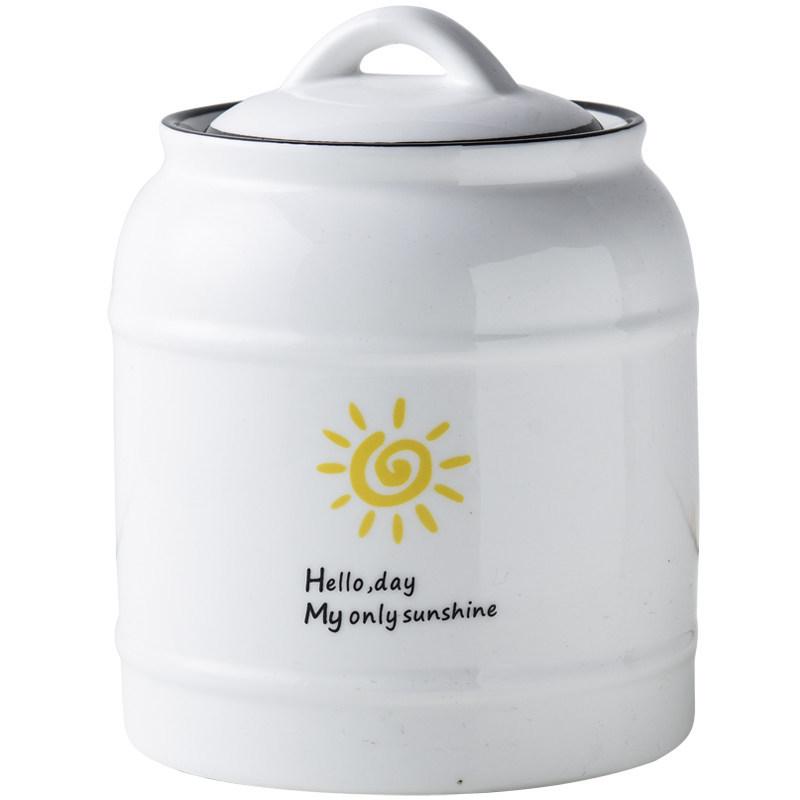Ceramic White Sugar Jar: Large, Sealed Storage for Milk Powder, Tea, Grains, and Snacks
