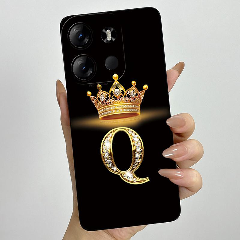 For Tecno Pop 7 Pro Pop7 BF6 BF7 Phone Case Crown Letter Back Cover Soft Liquid Silicone Fundas For Tecno Spark GO 2023 Bumper