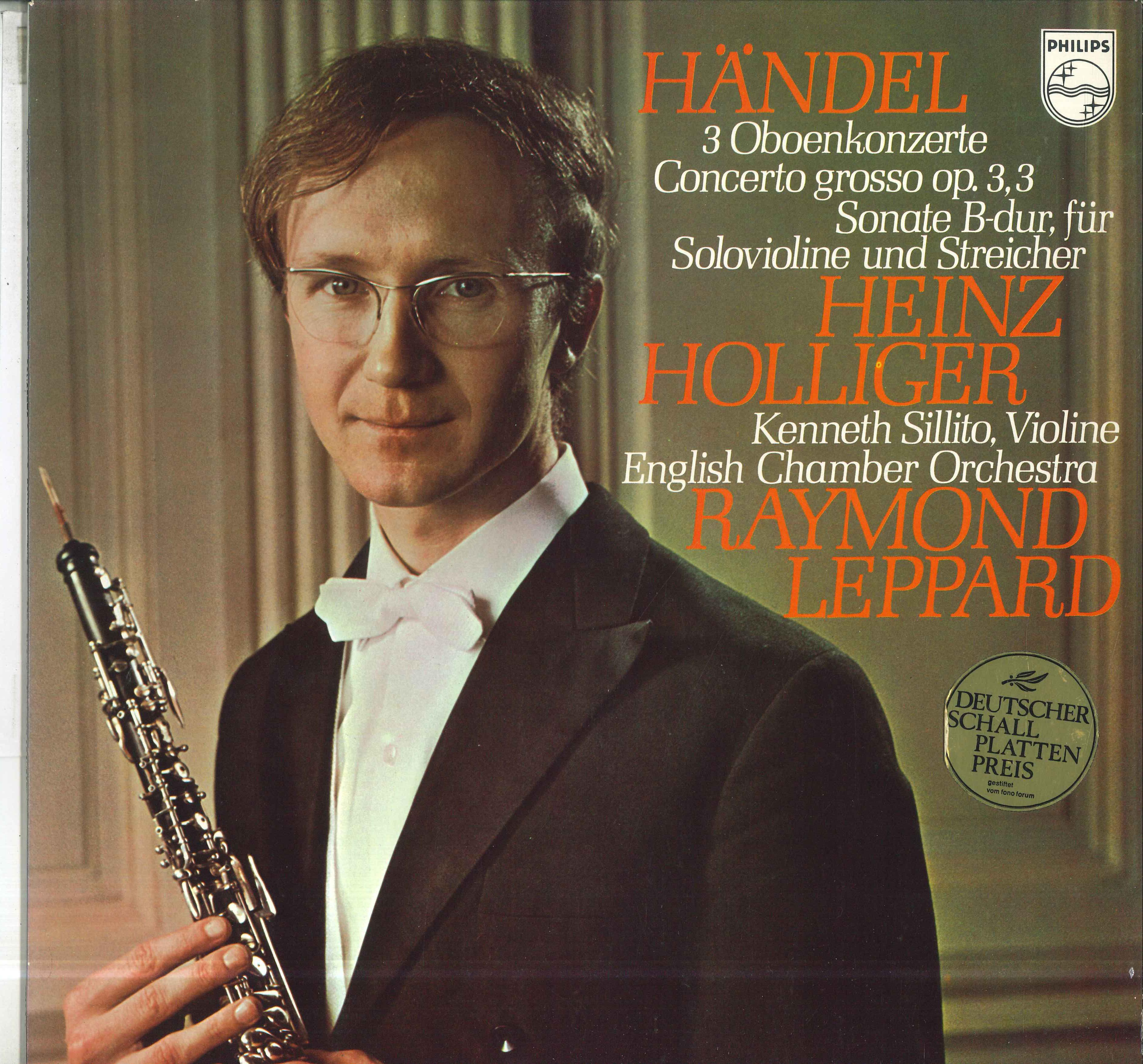 

LP Record HEINZ HOLLIGER KENNETH SILLITO RA Handel 3 Oboekonzerte Concerto Gr 6500240 PHILIPS 1971 Netherland Classical Used