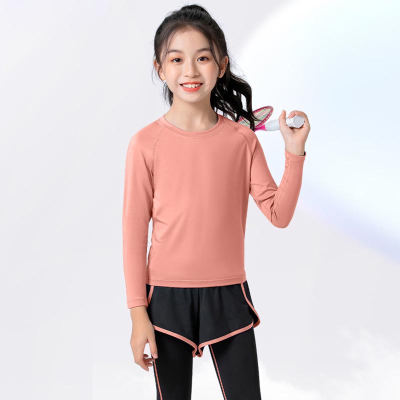 

Девочки Осенний Спортивный Костюм: Удобная, Дышащая, Футболка с Длинным Рукавом и Быстросохнущие Брюки для Йоги для Детей 160