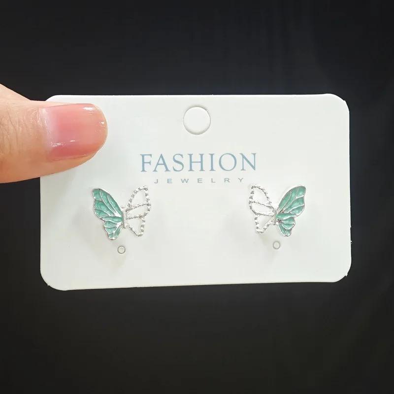 Sweet Glaze Hollow Butterfly Stud Earring for Women Exquisite Temperament Fashion Zircon Christmas Gift
