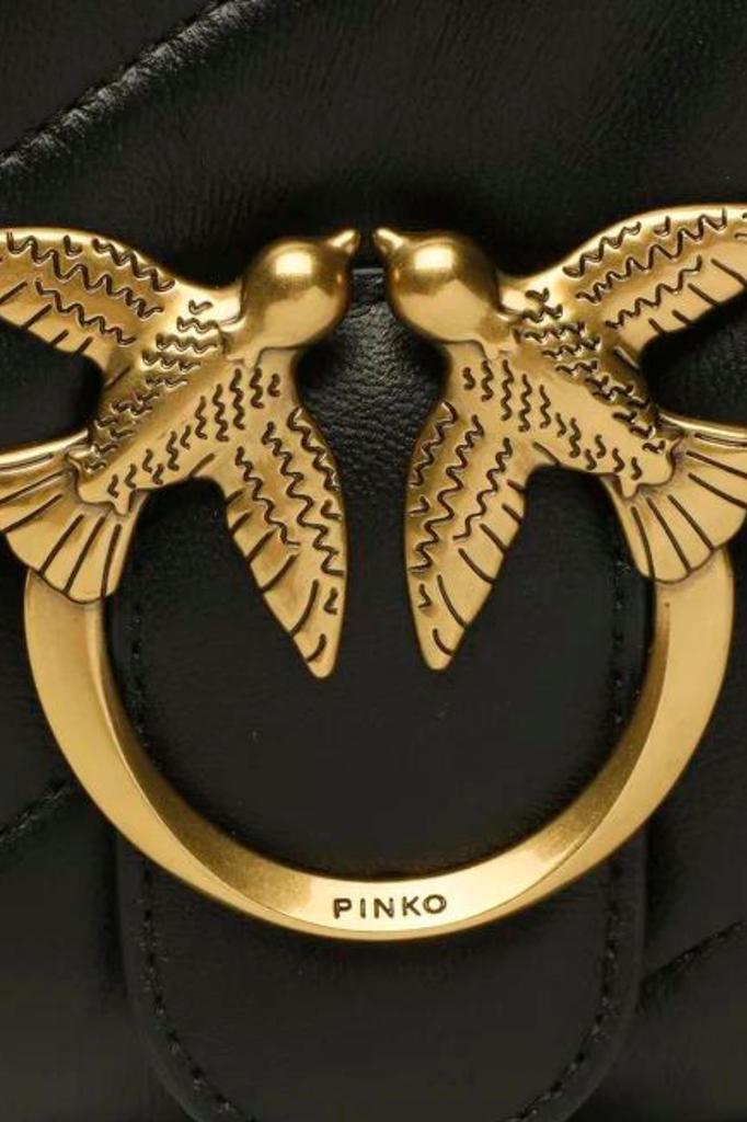 Pinko Black Leather Women's Classic Handbag Love Puff Mini Cl