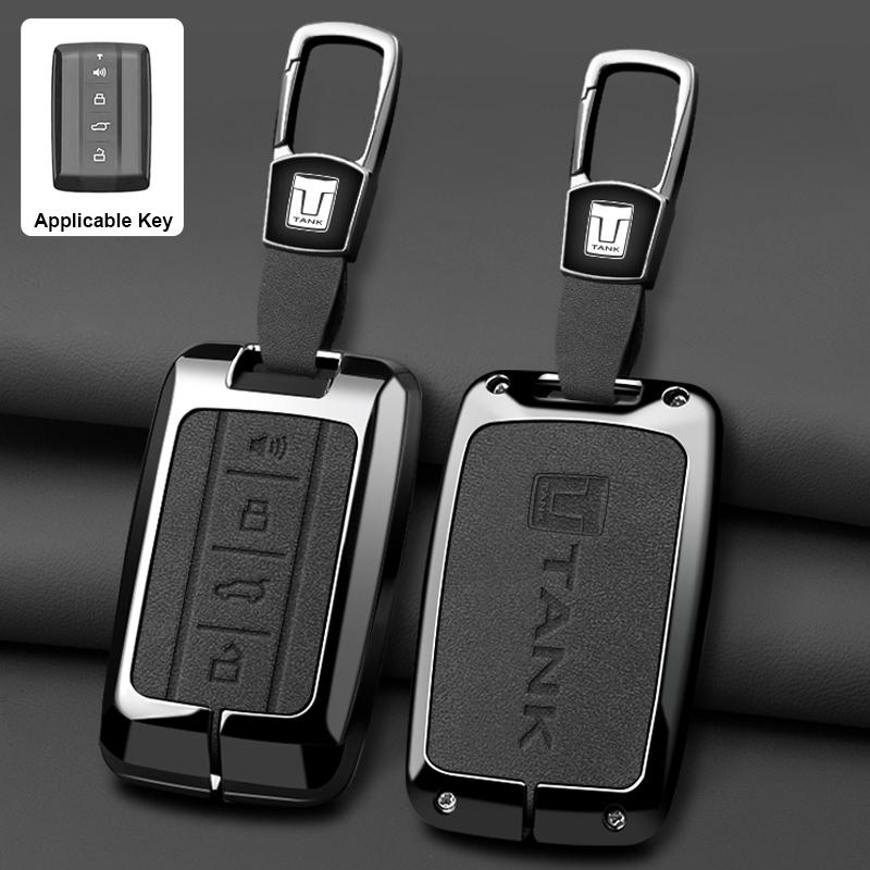 Zinc Alloy leather Car Key Case Cover Shell Fob for GWM Tank 300 500 Protective Remote Key Bag Keychain Car Interior Accessories