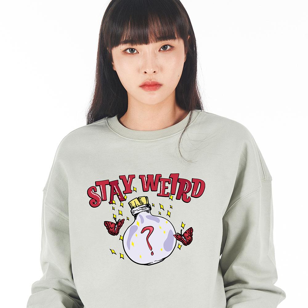 ASTRAL PROJECTION Oversized Drop Shoulder Stay Weird Sweatshirt_Mint