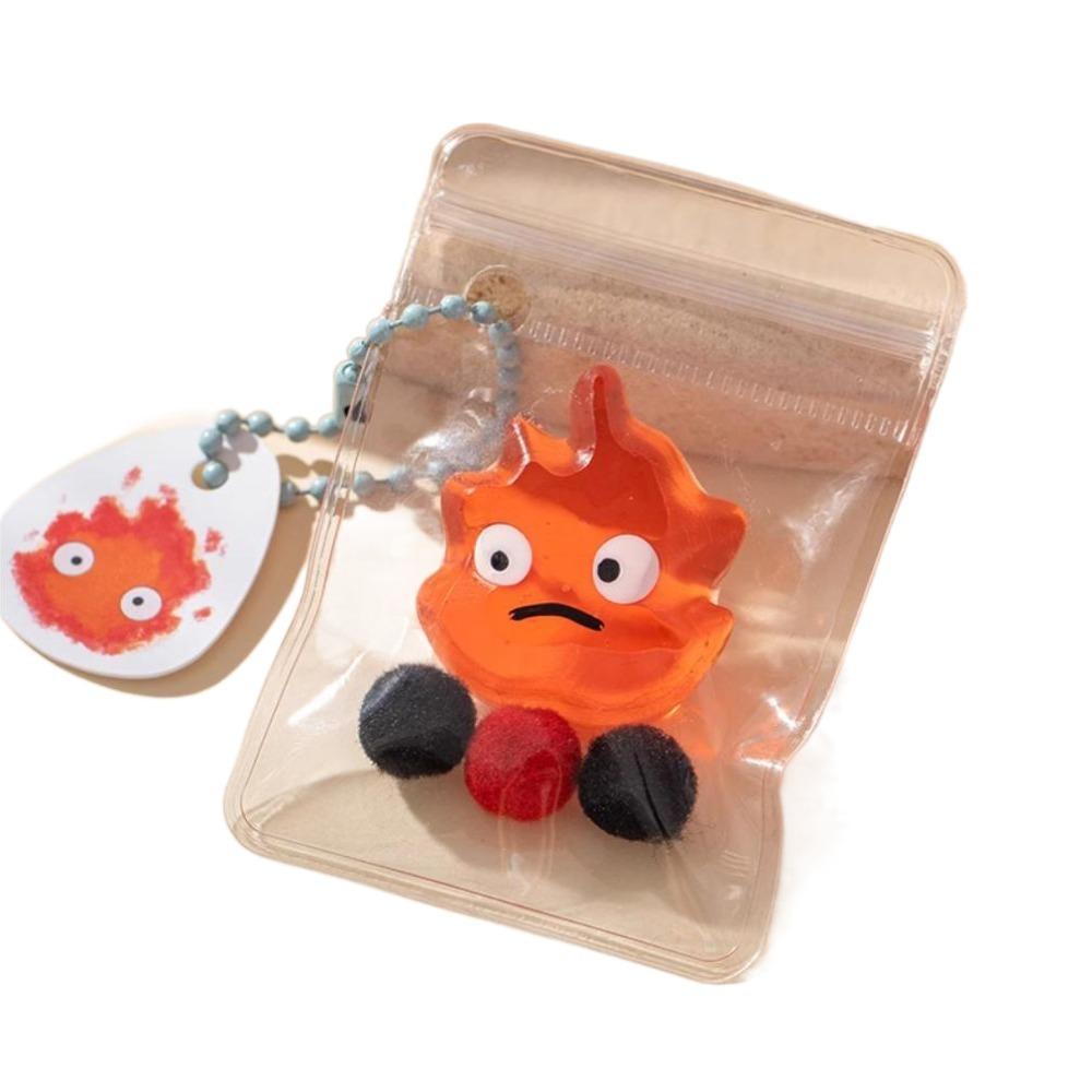 Keychain Fire Doll Squeeze Toys Calcifer Creative Cute SqueezeToy Mini Anime Squeeze Bag  Children