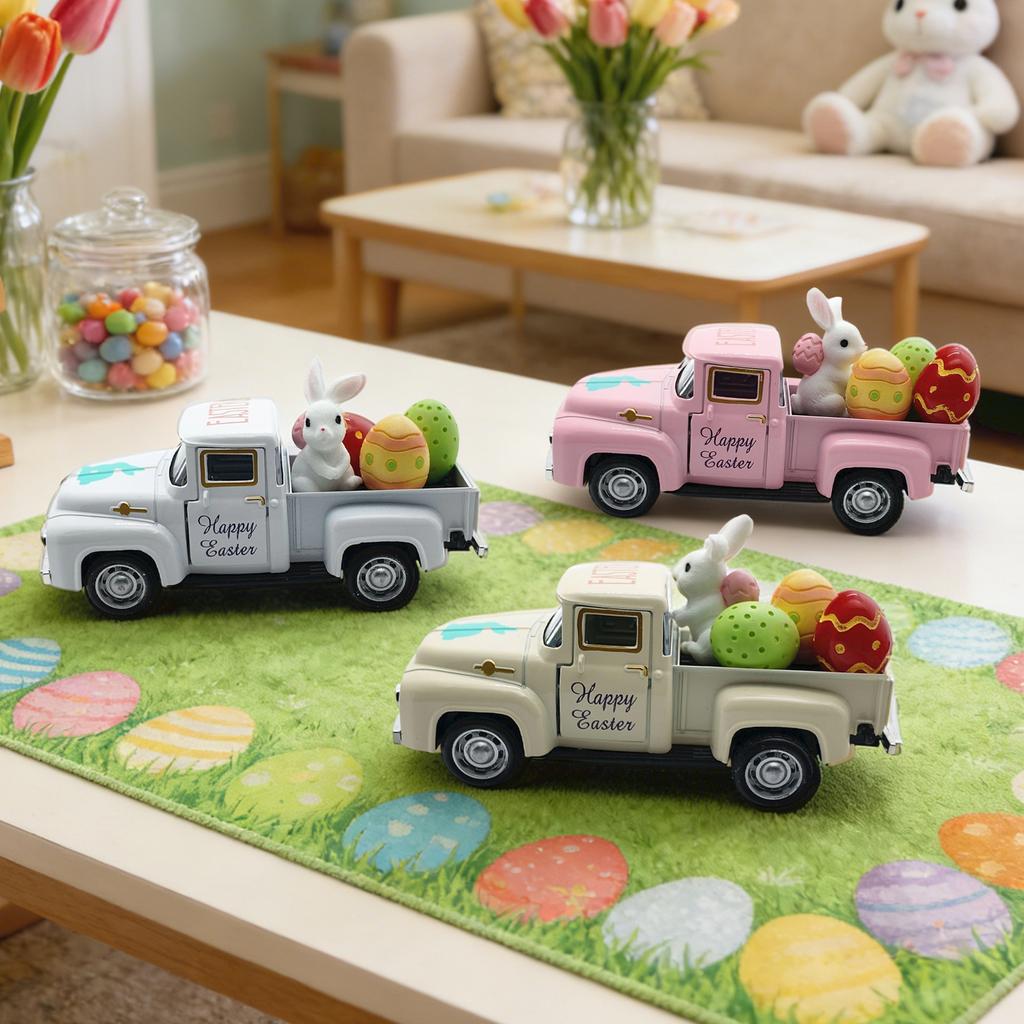 Easter Decorations For Children, Including A Bunny Car Die- Model.