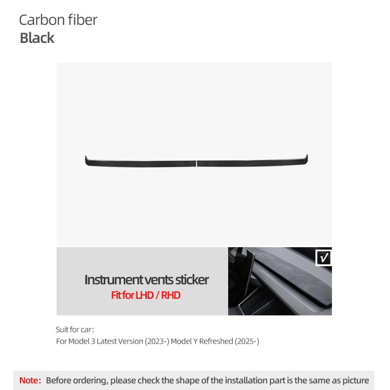 Carbon Fiber For Tesla Model 3 Highland Model Y Juniper Car Interior Dashboard Air Outlet Trim Strip Trument Auto Accessories