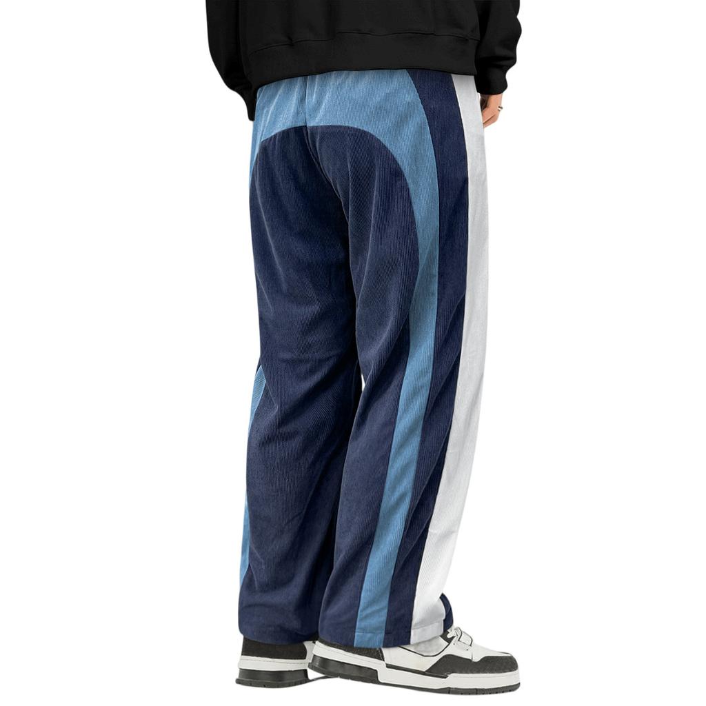 Men's Colorblock Striped Corduroy Trousers Men's Casual Fashion Trousers
