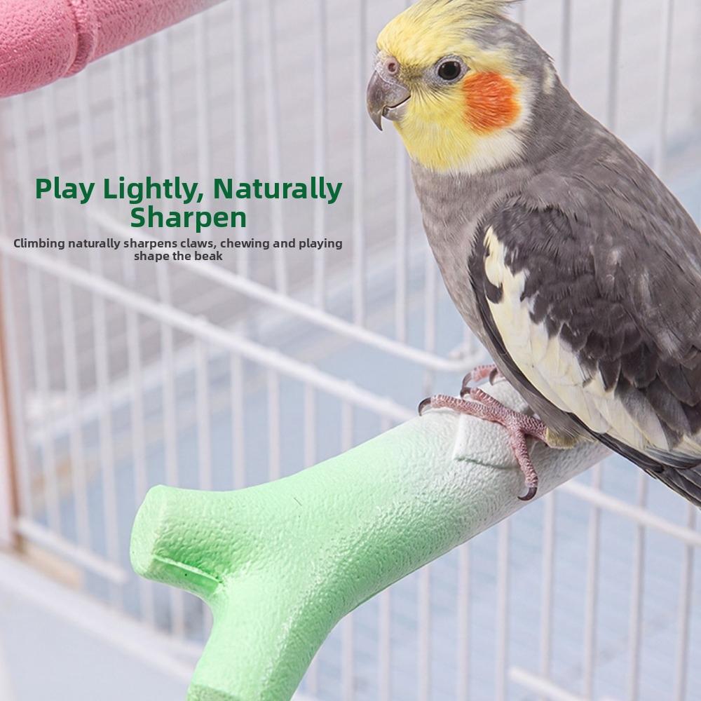 Screw Fixation Bird Station Pole Branch-Shaped Parrot Grinding Stick  Training Perch