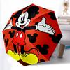 1pc Sturdy 8-Bone Auto Umbrella, Mickey Mouse Red Pastel Floral Pattern Black Umbrella, Digital Printed, Foldable Umbrella for On-the-Go Outdoor Use