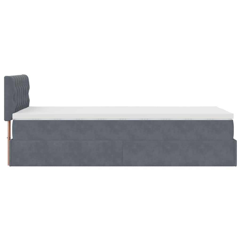 Vidaxl Ottomanen-Bettgestell Mit Matratze, Grau, 90X190 Cm, Samt