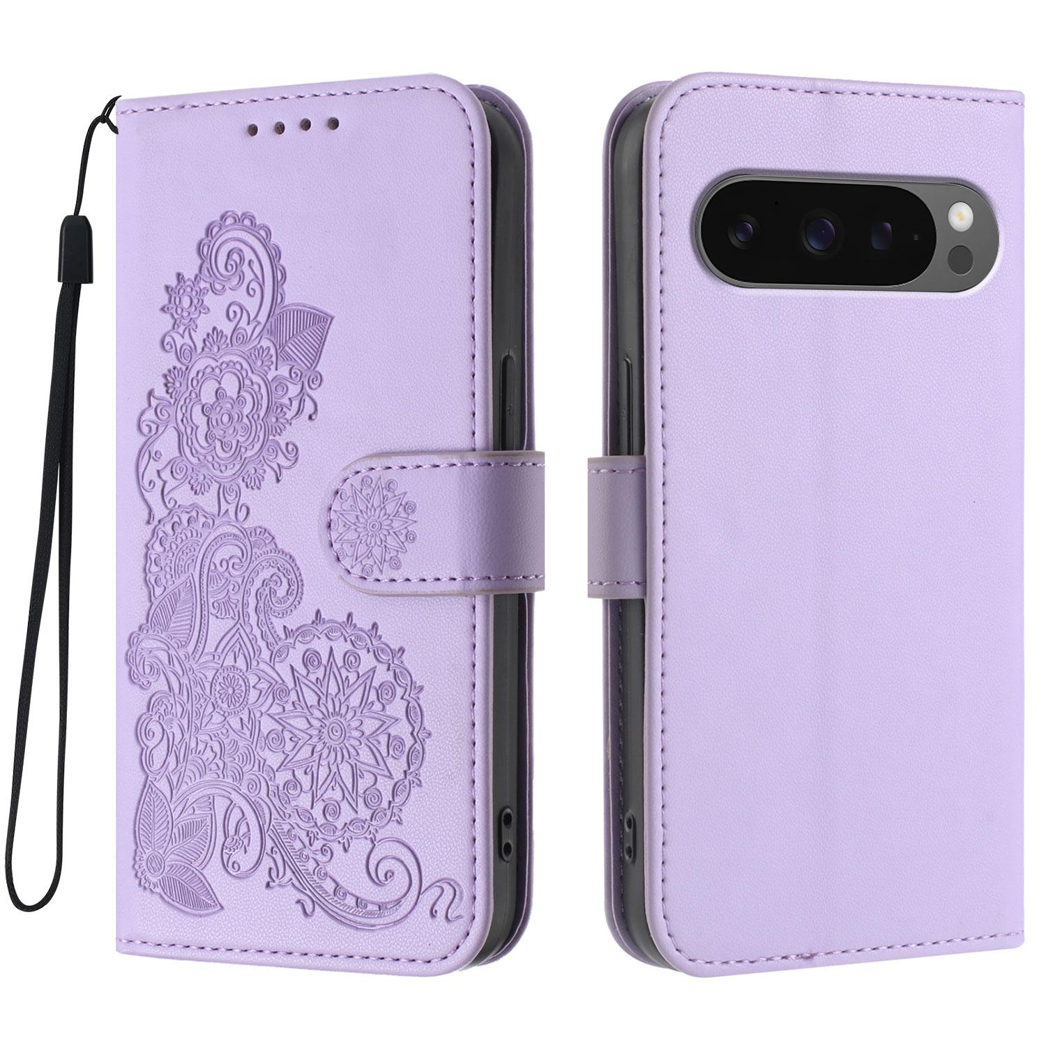 

For Google Pixel 10 Pro/Google Pixel 9/Google Pixel 9 Pro/Google Pixel 10 Phone Cases Mandala Flower Leather Wallet Mobile Cover with Strap H
