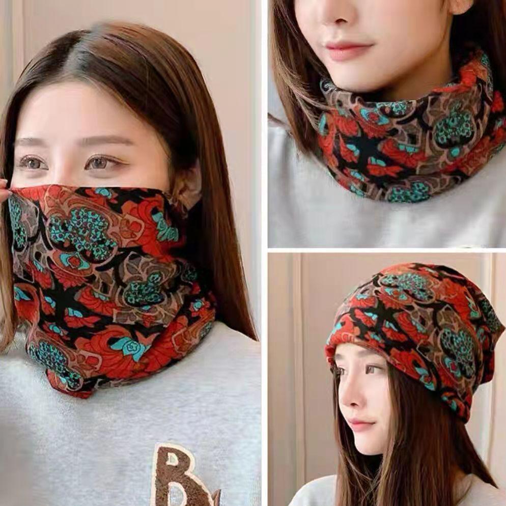 Autumn-Winter Double Layer Neck Warmer & Beanie Face Mask Headscarf