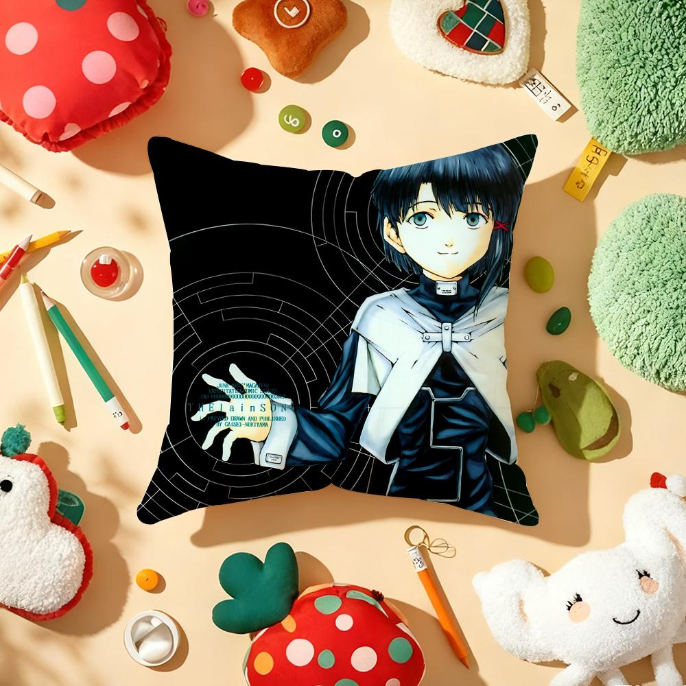 Serial Experiments L-Lain Anime Cushion Cover Plush Fabric Soft Double-Sided Printed Sofa Warm Winter Home Gift Pillow Cover