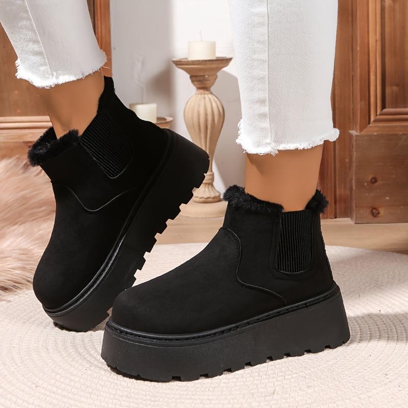 Women'S Thick Sole Snow Boots Warm Fleece-Lined Winter Boots with Non-Slip Rubber Outsole