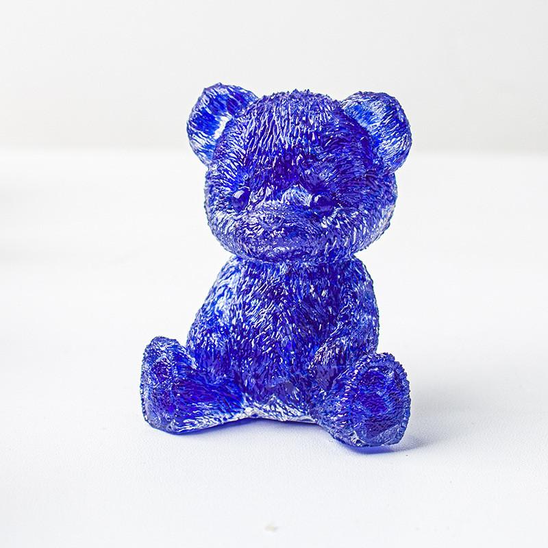 Crystal Resin Bear Desk Ornament With Natural Water Crystals For Home Office Decor
