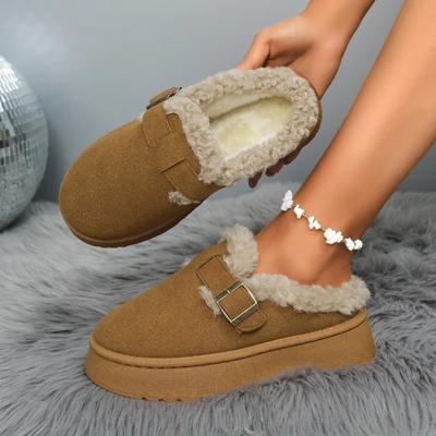 Fashion 2025 New Luxury Winter Women's Boken Shoes Plush Fashion Retro Bean Shoes Cotton Women's Flat Sole Slippers Platform Women Boots