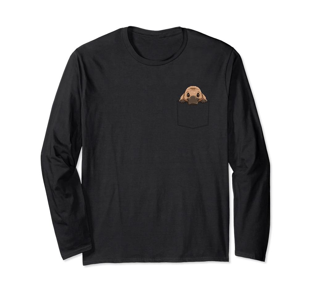 Platypus Pocket A Funny Platypus Peeks Into the Platypus Pocket Long Sleeve T-shirt