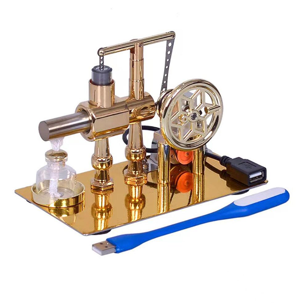 Hot Air Stirling Engine Motor Model Electricity Generator Motor with LED Bulb Six-pointed Star