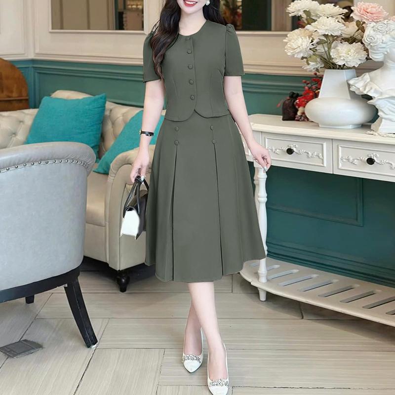 

ZANZEA Женские топы с коротким рукавом и юбки Летние костюмы-двойки XL