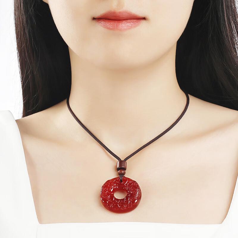 Red Agate Pixiu Peace Buckle Pendant Necklace
