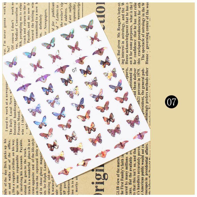 1pc 3D Nail Stickers Spring Summer Natural Flower Leaves Simulation Dried Flower Dragonfly Nail Applique Water Slides Decoration