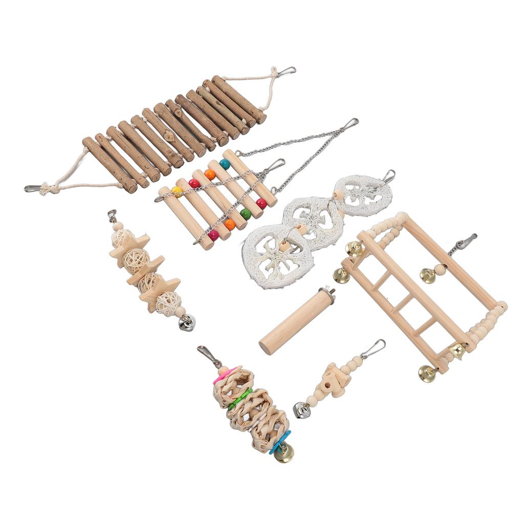 8pcs Parrot Chewing Toy Shredding Foraging Toys Climbing Ladder Cage Toys for Medium Small Size
