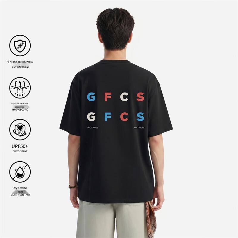 GOLFCROSS Dopamine Letter Print Couple T-Shirt S