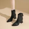Maillard pointed temperament comfortable short boots autumn and winter new high street thick heel rear zipper Martin boots