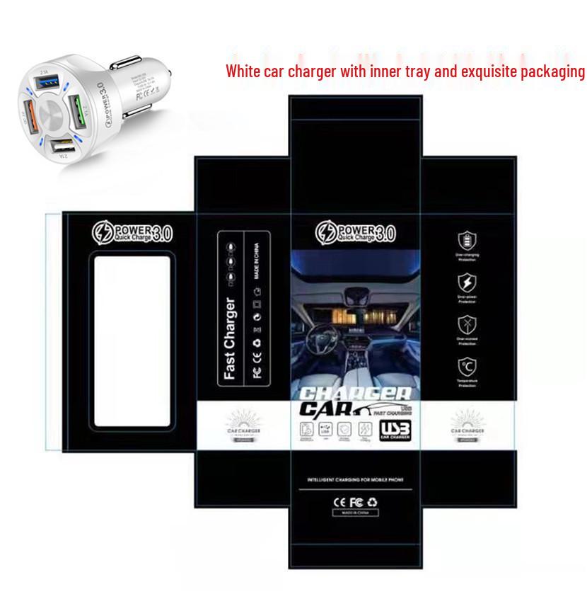 7A 35W QC3.0 4-Port USB Fast Car Charger for Mobile Phones