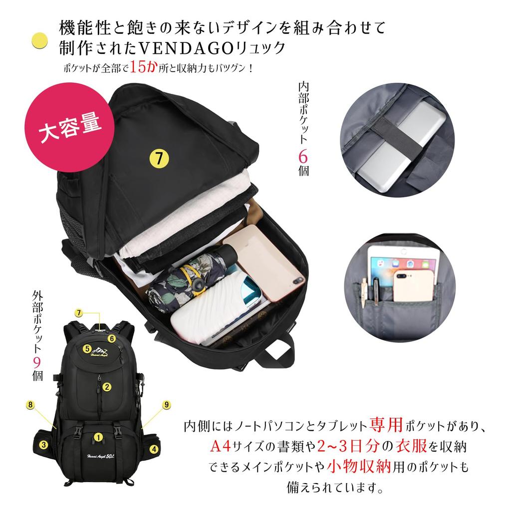 [VENDAGO] Mountaineering Backpack, Large Capacity Backpack, Disaster Prevention Backpack, Disaster Prevention Bag, Mountaineering Backpack, Outdoor,