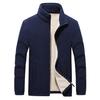 Men's Autumn and Winter Thickened Zipper Warm Jacket Windproof Stand-up Collar Casual Open Solid Color Lining Padded Jacket