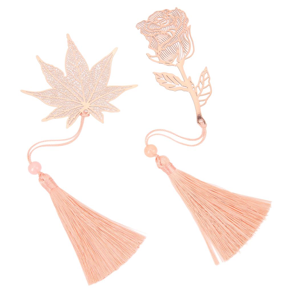 2 Buc Semne de Carte Metalice Aur Galvanizat Oțel Inoxidabil Stil Floare Frunză Semn de Carte Gol pentru O